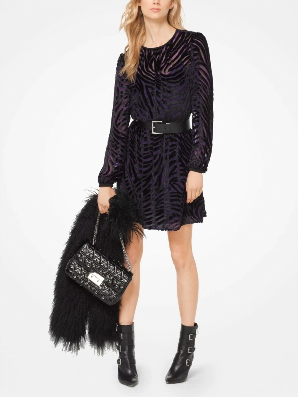 MICHAEL by Michael Kors purple, animal print cocktail dress - Picture 2 of 12